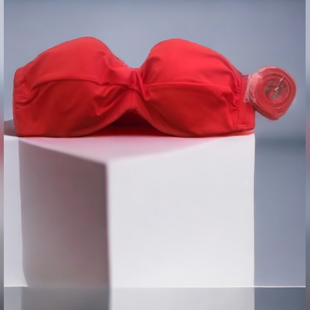 Victoria's Secret Kimora Red Bandeau Bikini Swim Top, 36C, NWT, Straps Included